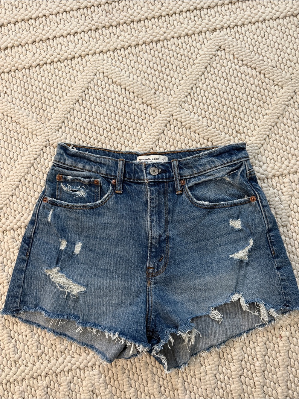 Abercrombie & Fitch Distressed Denim Cutoff Shorts - Blue Wash